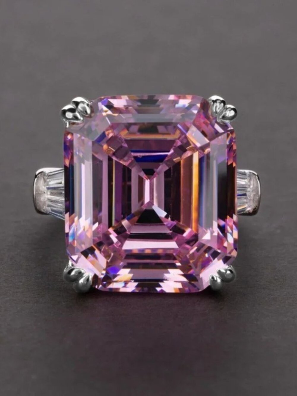 5.62ct Three Stones Asscher Cut Created White Sapphire